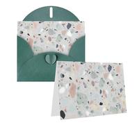 GDSHJKLW Terrazzo Carte de vœux vierge avec enveloppes 10,2 x 15,2 cm Motif marbre pastel Vert foncé