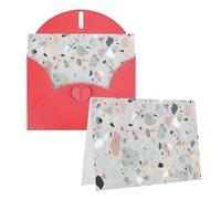 GDSHJKLW Terrazzo Carte de vœux vierge avec enveloppes Motif marbre pastel 10,2 x 15,2 cm Cartes de remerciement, cartes de notes, cartes toutes occasions Rouge pour Noël, vacances, anniversaire