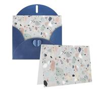 GDSHJKLW Terrazzo Carte de vœux vierge avec enveloppes Motif marbre pastel 10,2 x 15,2 cm Cartes de remerciement, cartes de notes, cartes toutes occasions Bleu pour Noël, vacances, anniversaire