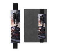 GDSHJKLW Trousse à crayons amovible en cuir synthétique avec bande élastique Motif train à vapeur Coucher de soleil