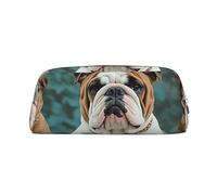 GDSHJKLW Trousse à crayons amusante en cuir avec motif bouledogue anglais de grande capacité, trousse de maquillage à fermeture éclair, trousse de toilette de voyage pour homme et femme, trousse de