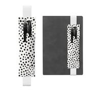 GDSHJKLW Trousse à crayons avec bande élastique amovible en cuir synthétique à pois noirs pour journaux, carnets, planificateurs