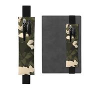GDSHJKLW Trousse à crayons avec bande élastique camouflage militaire amovible en cuir synthétique pour journaux, carnets, planificateurs