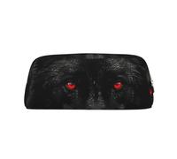 GDSHJKLW Trousse à crayons de grande capacité en cuir avec fermeture éclair pour homme et femme, trousse de toilette de voyage étanche, grande ouverture, motif loup noir