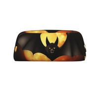 GDSHJKLW Trousse à crayons d'Halloween en cuir chauve-souris de grande capacité avec fermeture éclair pour homme et femme - Trousse de toilette de voyage étanche à large ouverture, doré, One Size