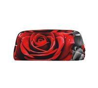 GDSHJKLW Trousse à crayons en cuir avec fermeture éclair - Grande capacité - Pour homme et femme - Avec motif roses noires et rouges
