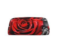 GDSHJKLW Trousse à crayons en cuir avec fermeture éclair - Grande capacité - Pour homme et femme - Avec motif roses noires et rouges
