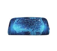 GDSHJKLW Trousse à crayons en cuir avec intelligence artificielle - Grande capacité - Fermeture éclair - Pour homme et femme - Trousse de toilette de voyage étanche - Grande ouverture