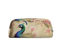 GDSHJKLW Trousse à crayons en cuir avec motif de paon oriental sur arbre à fleurs, grande capacité, trousse de maquillage à fermeture éclair, trousse de toilette de voyage, trousse de toilette étanche