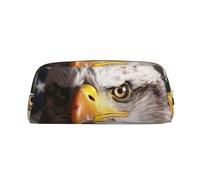 GDSHJKLW Trousse à crayons en cuir avec motif drapeau américain et aigle - Grande capacité - Avec fermeture éclair - Pour homme et femme - Trousse de toilette de voyage étanche - Grande ouverture