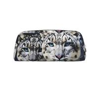 GDSHJKLW Trousse à crayons en cuir avec motif léopard des neiges aux yeux bleus - Grande capacité - Trousse de maquillage avec fermeture éclair pour homme et femme - Trousse de toilette de voyage