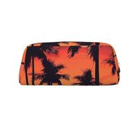 GDSHJKLW Trousse à crayons en cuir avec motif palmier d'été et coucher de soleil - Grande capacité - Fermeture éclair - Pour homme et femme - Trousse de toilette de voyage étanche - Grande ouverture