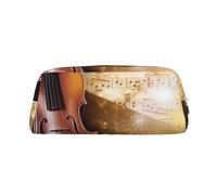 GDSHJKLW Trousse à crayons en cuir avec motif piano violon notes de musique - Grande capacité - Fermeture éclair - Pour homme et femme - Trousse de toilette de voyage étanche - Grande ouverture