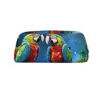 GDSHJKLW Trousse à crayons en cuir de grande capacité avec fermeture éclair pour homme et femme - Trousse de toilette de voyage étanche à large ouverture - Motif perroquets