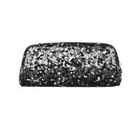 GDSHJKLW Trousse à crayons en cuir noir et blanc pailleté de grande capacité, trousse de maquillage avec fermeture éclair, trousse de toilette de voyage pour homme et femme, trousse de toilette