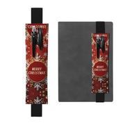 GDSHJKLW Trousse à crayons en cuir synthétique amovible avec bande élastique « Merry Christmas Too » - Fournitures de bureau - Cadeau pour journaux, carnets, planificateurs