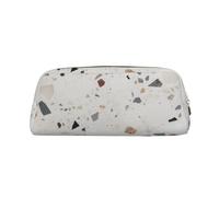GDSHJKLW Trousse à crayons en cuir Terrazzo blanc de grande capacité avec fermeture éclair pour homme et femme - Trousse de toilette de voyage étanche à large ouverture pour pièces de monnaie, doré