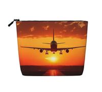 GDSHJKLW Trousse de maquillage en lin pour femme, étanche, organiseur de cosmétiques de voyage léger à fermeture éclair, trousse de toilette de voyage, organisateur d'avion, coucher de soleil, sac de