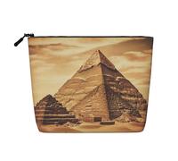 Gdshjklw Trousse de maquillage en lin pour femme, étanche, organiseur de cosmétiques de voyage léger à fermeture éclair, trousse de toilette de voyage vintage, grande pyramide égyptienne, sac de