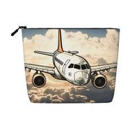 Gdshjklw Trousse de maquillage en lin pour femme, étanche, organiseur de cosmétiques de voyage léger à fermeture éclair, trousse de toilette de voyage pour avion, sac de rangement pour pinceaux de