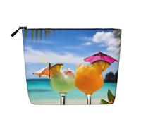 Gdshjklw Trousse de maquillage en lin pour femme, étanche, organiseur de cosmétiques de voyage, léger à fermeture éclair, trousse de toilette de voyage, organisateur de voyage pour la plage tropicale