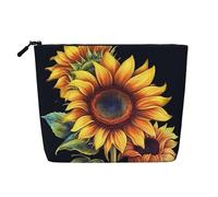 Gdshjklw Trousse de maquillage en lin pour femme, étanche, organiseur de cosmétiques de voyage, léger à fermeture éclair, trousse de toilette de voyage, sac de rangement d'été tournesol pour pinceaux
