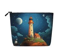 GDSHJKLW Trousse de maquillage en lin pour femme, étanche, organiseur de cosmétiques de voyage léger à fermeture éclair, trousse de toilette de voyage, organisateur de caton, baleine, phare de