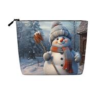 GDSHJKLW Trousse de maquillage en lin pour femme, étanche, organiseur de cosmétiques de voyage, léger à fermeture éclair, trousse de toilette de voyage, organisateur de bonhomme de neige, pinceaux de