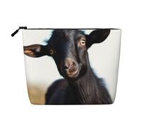 Gdshjklw Trousse de maquillage en lin pour femme, étanche, organiseur de cosmétiques de voyage, léger à fermeture éclair, trousse de toilette de voyage, organiseur mignon en forme d'animal de chèvre