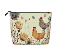 GDSHJKLW Trousse de maquillage en lin pour femme, étanche, organiseur de cosmétiques de voyage, léger à fermeture éclair, trousse de toilette de voyage, organisateur de poule, papillons volants parmi