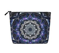 GDSHJKLW Trousse de maquillage en lin pour femme, étanche, organiseur de cosmétiques de voyage, léger à fermeture éclair, trousse de toilette de voyage, organiseur rectangulaire mandala pour pinceaux