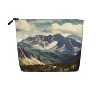 Gdshjklw Trousse de maquillage en lin pour femme, étanche, organiseur de cosmétiques de voyage, léger à fermeture éclair, trousse de toilette de voyage, organisateur de paysage montagnard, sac de