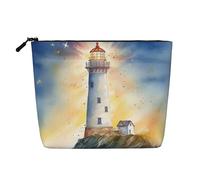 GDSHJKLW Trousse de maquillage en lin pour femme, étanche, organiseur de cosmétiques de voyage léger à fermeture éclair, trousse de toilette de voyage pour aquarelle, phare fantaisie, sac de rangement