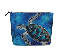 Gdshjklw Trousse de maquillage en lin pour femme, étanche, organiseur de cosmétiques de voyage, léger à fermeture éclair, trousse de toilette de voyage, organisateur de tortue de mer, sac de rangement