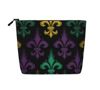 GDSHJKLW Trousse de maquillage en lin pour femme, étanche, organiseur de cosmétiques de voyage léger à fermeture éclair, organisateur de trousse de toilette de voyage 3D, fleur de lys Mardi Gras, sac