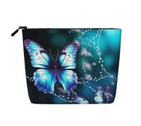 Gdshjklw Trousse de maquillage en lin pour femme, étanche, organiseur de cosmétiques de voyage léger à fermeture éclair, joli papillon, 1 sac de rangement pour pinceaux de maquillage