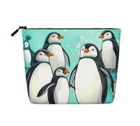 Gdshjklw Trousse de maquillage en lin pour femme, étanche, organiseur de cosmétiques de voyage, léger à fermeture éclair, trousse de toilette de voyage, organisateur de pingouins mignons, sac de