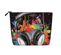 GDSHJKLW Trousse de maquillage en lin pour femme, étanche, organiseur de cosmétiques de voyage, léger à fermeture éclair, trousse de toilette de voyage, organisateur de style musical, sac de rangement