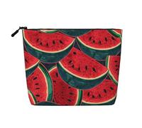 Gdshjklw Trousse de maquillage en lin pour femme, étanche, organiseur de cosmétiques de voyage léger à fermeture éclair, trousse de toilette de voyage organisateur rouge pastèque sac de rangement pour