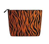 GDSHJKLW Trousse de maquillage en lin pour femme, étanche, organiseur de cosmétiques de voyage, léger à fermeture éclair, trousse de toilette de voyage, organisateur de rayures de tigre, sac de