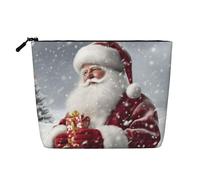 Gdshjklw Trousse de maquillage en lin pour femme, étanche, organiseur de cosmétiques de voyage, léger à fermeture éclair, trousse de toilette de voyage, organisateur de Père Noël, sac de rangement