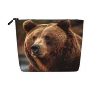 Gdshjklw Trousse de maquillage en lin pour femme, étanche, organiseur de cosmétiques de voyage, léger à fermeture éclair, trousse de toilette de voyage, organisateur d'ours grizzly, sac de rangement