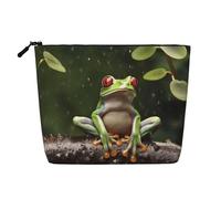 Gdshjklw Trousse de maquillage en lin pour femme, étanche, organiseur de cosmétiques de voyage, léger à fermeture éclair, trousse de toilette de voyage, organisateur d'arbre de paix, grenouille