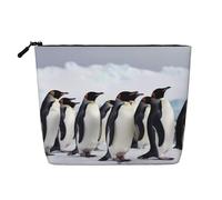 Gdshjklw Trousse de maquillage en lin pour femme, étanche, organiseur de cosmétiques de voyage léger à fermeture éclair, trousse de toilette de voyage organisateur de pingouins de l'Antarctique, sac