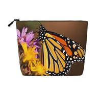 Gdshjklw Trousse de maquillage en lin pour femme, étanche, organiseur de cosmétiques de voyage, léger à fermeture éclair, trousse de toilette de voyage, organisateur monarque, papillon monarque, sac