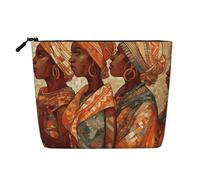 GDSHJKLW Trousse de maquillage en lin pour femme, étanche, organiseur de cosmétiques de voyage, léger à fermeture éclair, trousse de toilette de voyage, organisateur de poterie ethnique africaine, sac