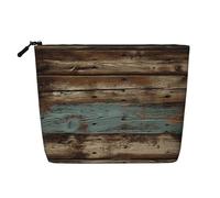 GDSHJKLW Trousse de maquillage en lin pour femme, étanche, organiseur de cosmétiques de voyage, léger à fermeture éclair, trousse de toilette de voyage rustique en bois de grange ancienne, sac de