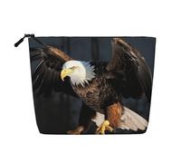GDSHJKLW Trousse de maquillage en lin pour femme, étanche, organiseur de cosmétiques de voyage léger à fermeture éclair, trousse de toilette de voyage 3D aigle chauve, sac de rangement pour pinceaux