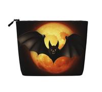 Gdshjklw Trousse de maquillage en lin pour femme, étanche, organiseur de cosmétiques de voyage, léger à fermeture éclair, trousse de toilette de voyage, organisateur d'Halloween, chauve-souris