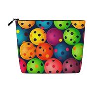 Gdshjklw Trousse de maquillage en lin pour femme, étanche, organiseur de cosmétiques de voyage, léger à fermeture éclair, trousse de toilette de voyage, organisateur de boules de pickleball, couleurs